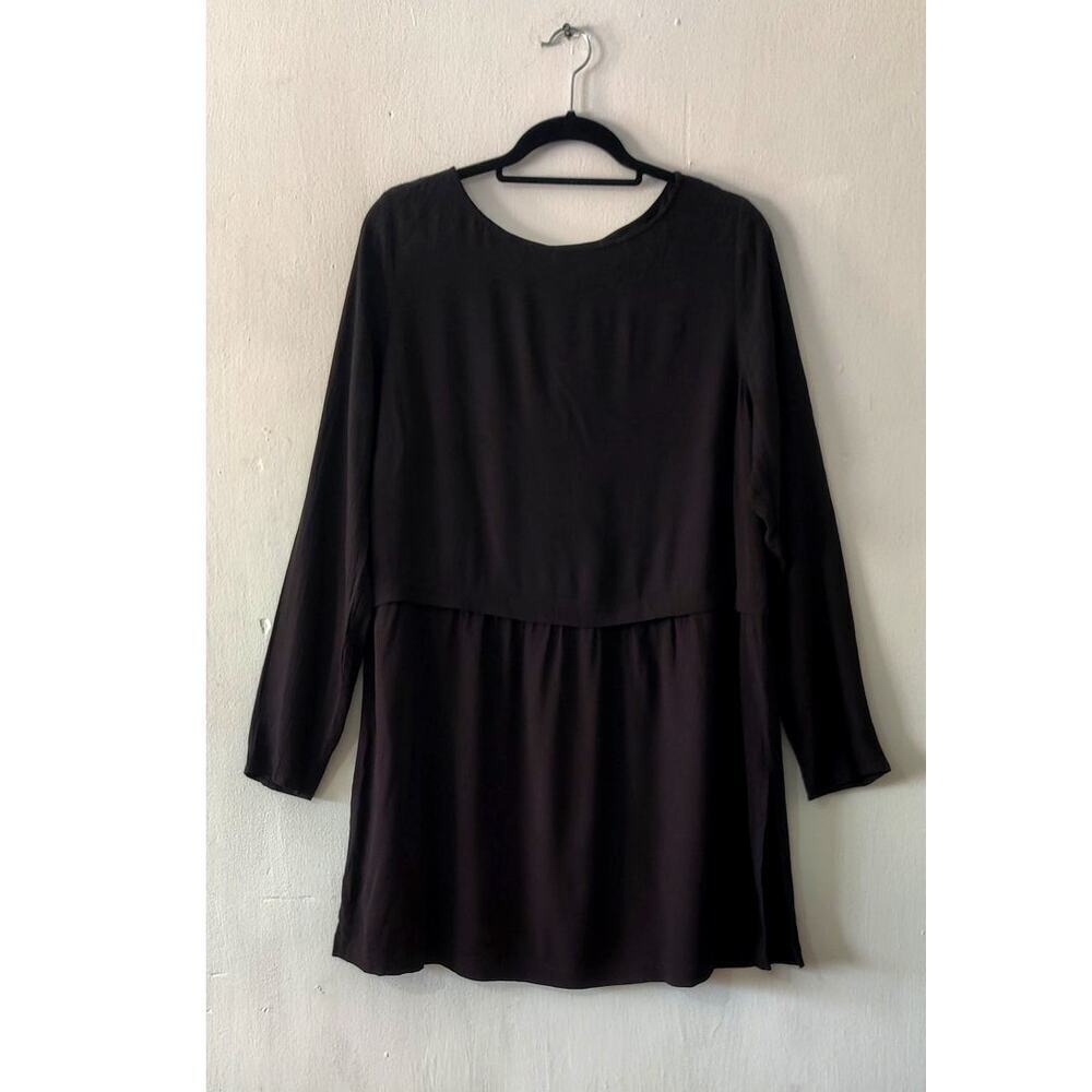 J. Jill  Black Tunic‎ Mini Dress Size Large Tall Long Sleeve 100% Rayon